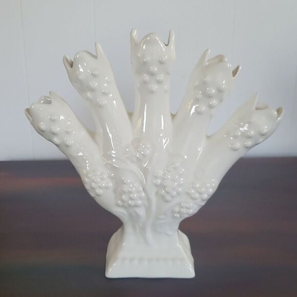 RARE Vintage Leart Five 5 Finger Bud Vase with Grapes Design 302W - Picture 3 of 9